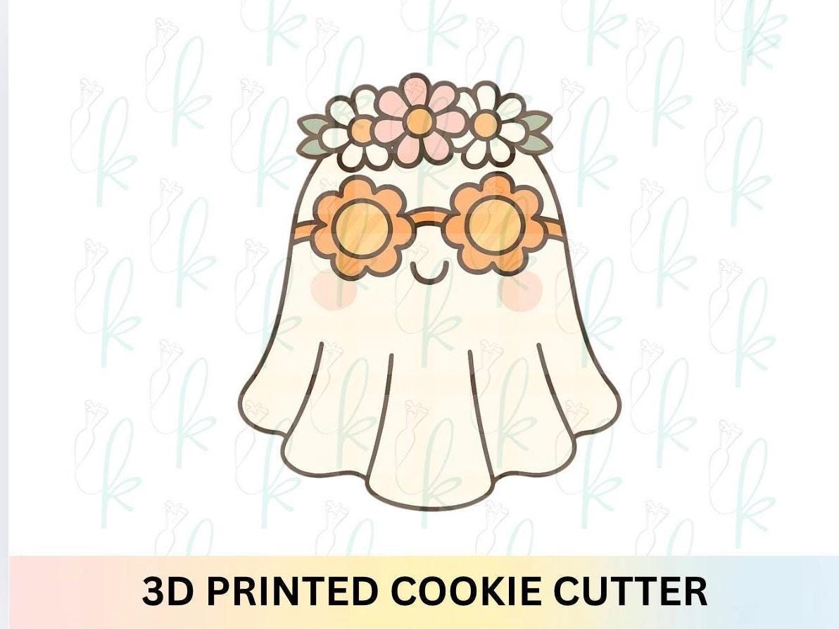 Groovy Flower Crown Ghost Cookie Cutter