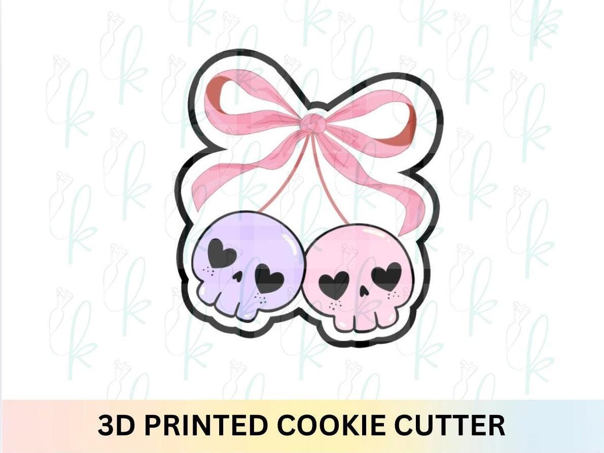 Coquette Bow Skulls Cookie Cutter