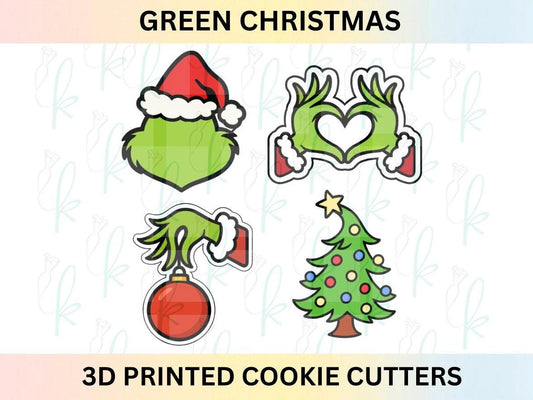 Green Christmas - Set of 4 3D Printed Cookie Cutters
