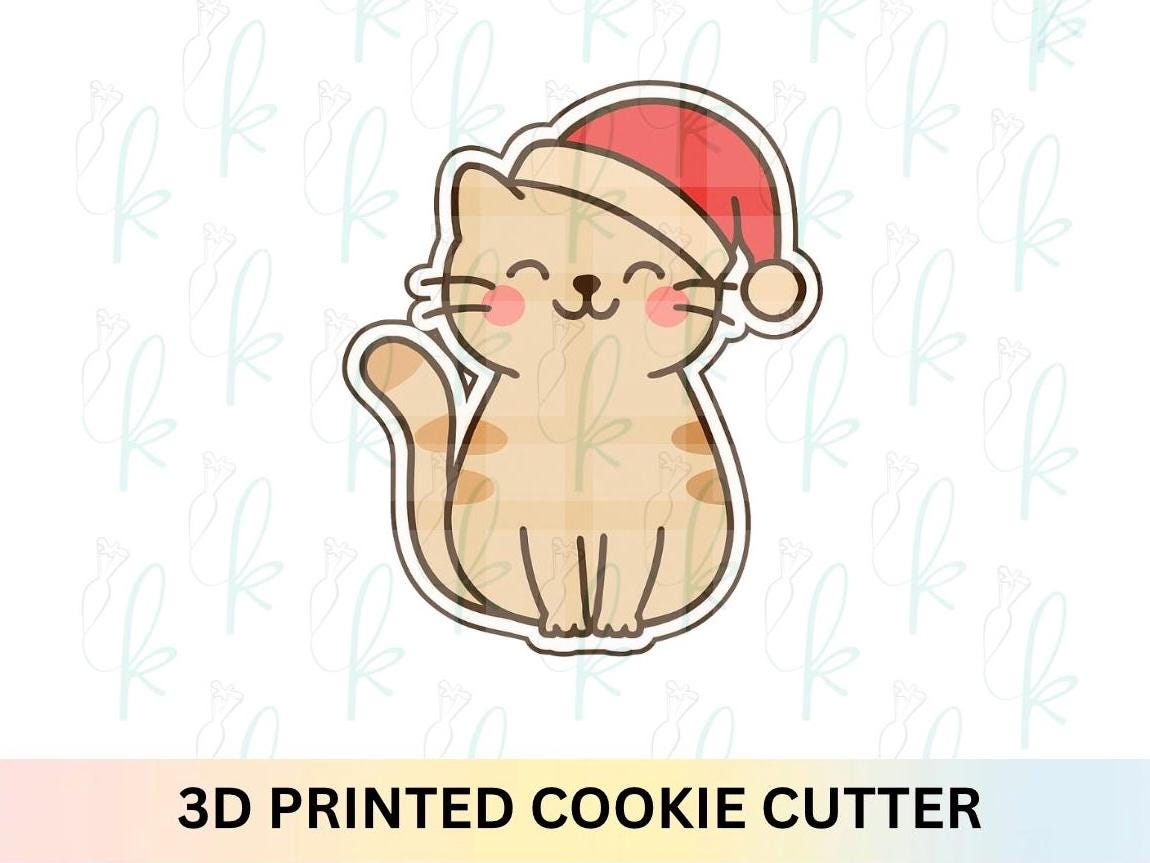 Santa Hat Kitty Cookie Cutter