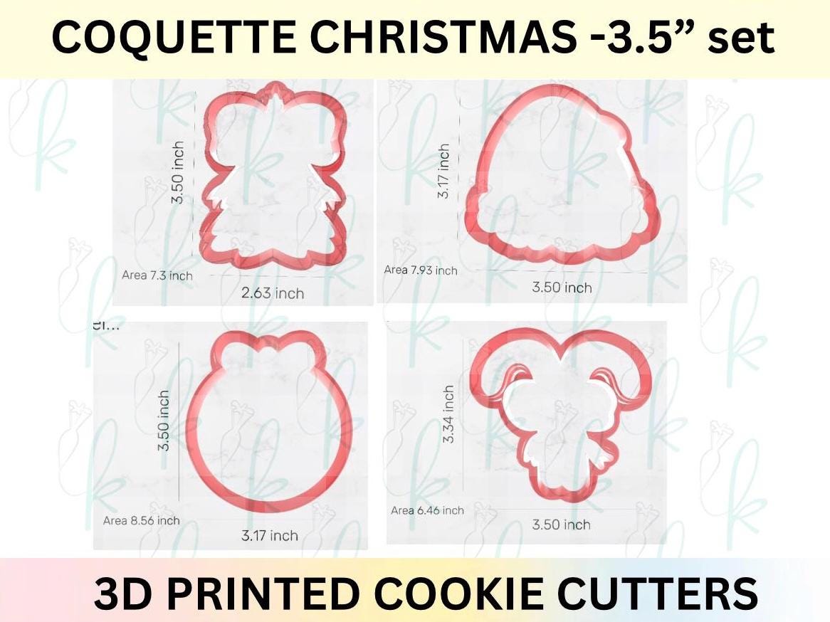 Coquette Christmas - Set of 4 3D Printed Cookie Cutters