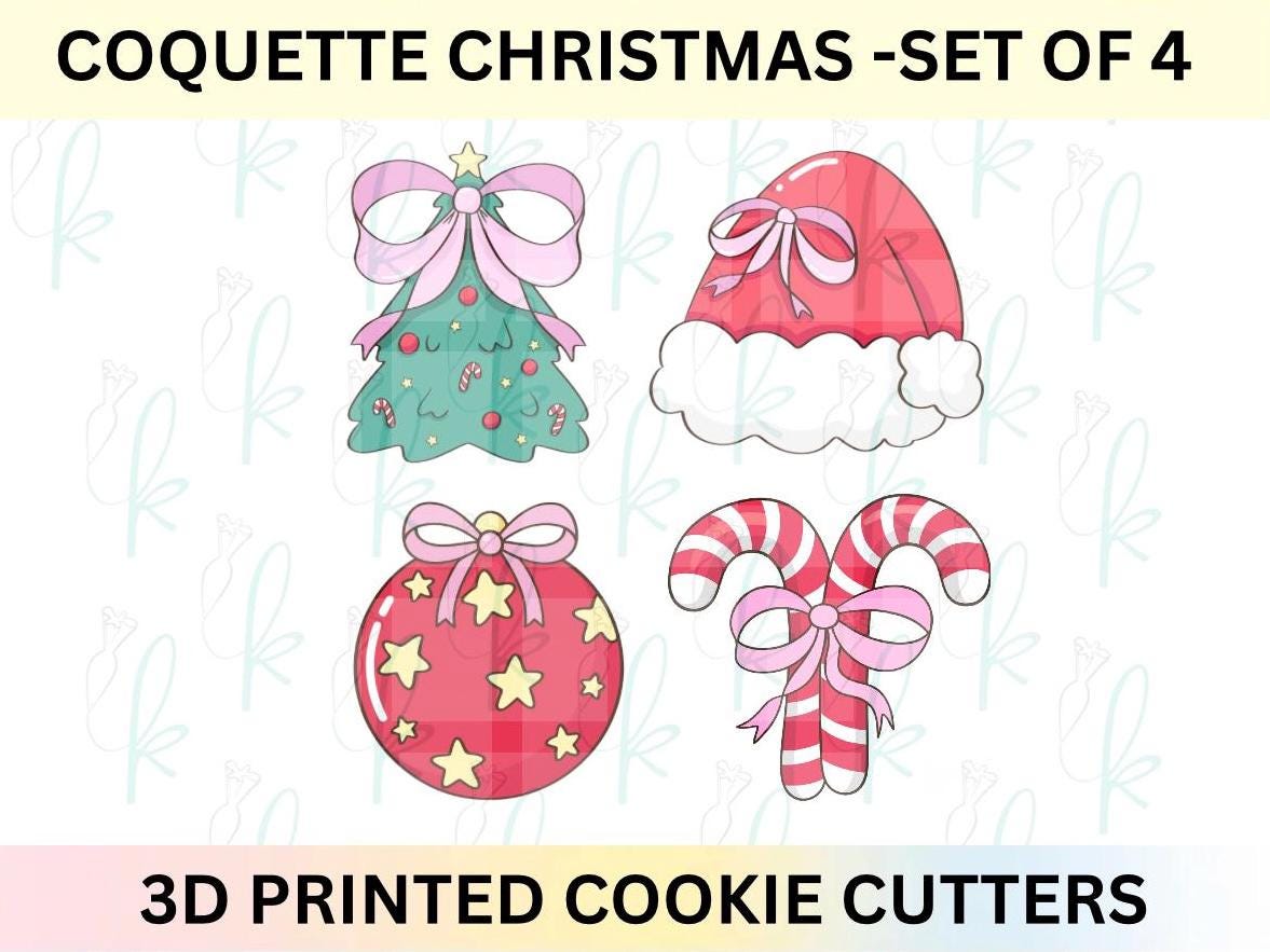Coquette Christmas - Set of 4 3D Printed Cookie Cutters