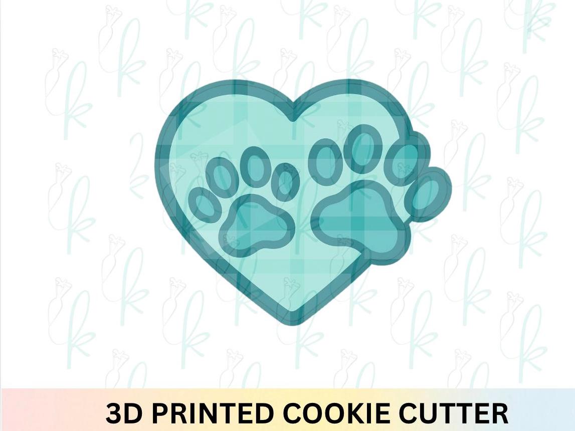 Paw Prints Heart Cookie Cutter