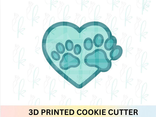 Paw Prints Heart Cookie Cutter