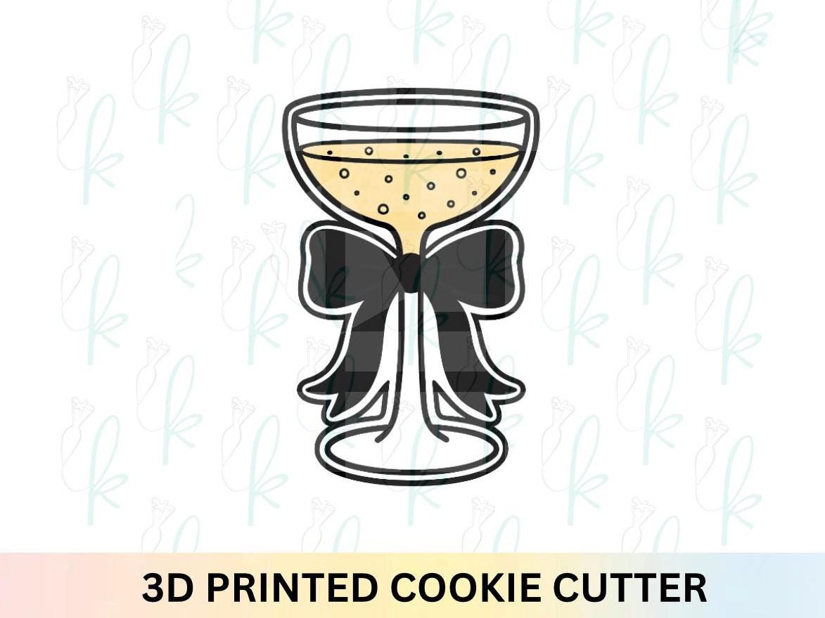Coquette Bow Champagne Glass Cookie Cutter