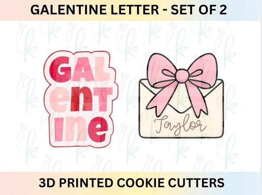 Galentine Letter -  Set of 2 Valentines Day 3D Printed Cookie Cutters