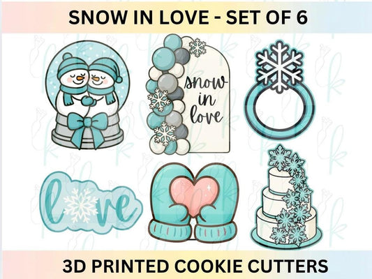 Snow in Love - Winter Bridal Shower Set of 6 Cookie Cutters