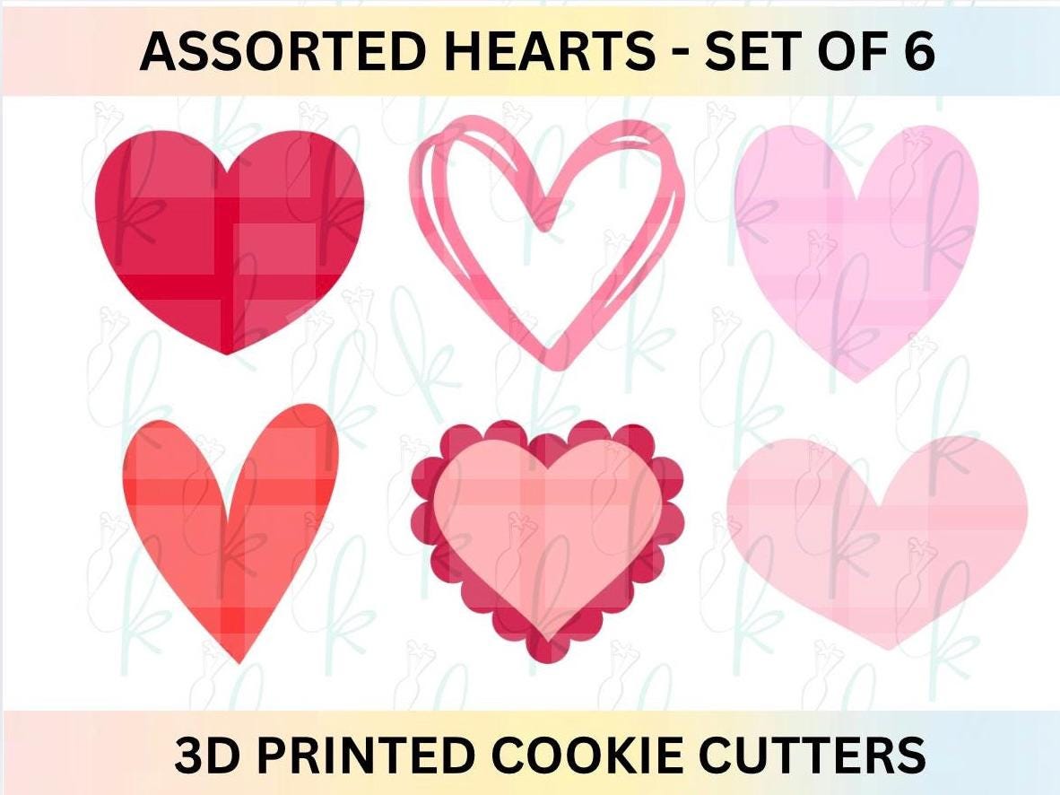 Assorted Hearts - Set of 6 Cookie Cutters
