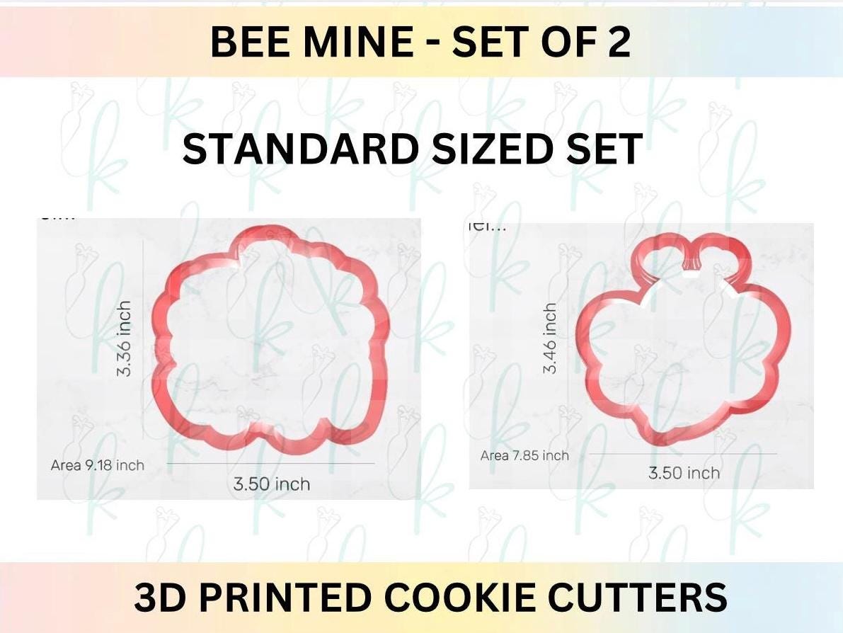 Bee Mine -  Set of 2 Valentines Day 3D Printed Cookie Cutters