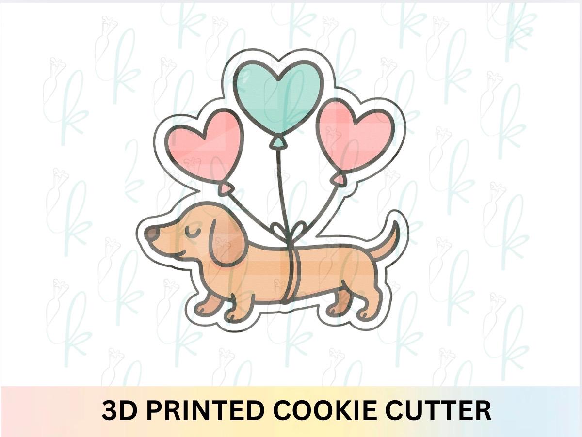 Dog with Heart Balloons Cookie Cutter