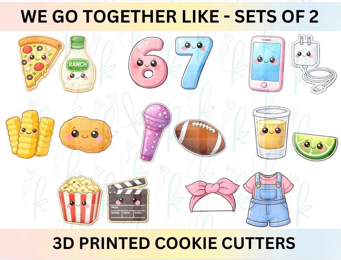 We Go Together Like 2.0 -  Sets of 2 Valentines Day 3D Printed Cookie Cutters - 8 Options to Choose From!