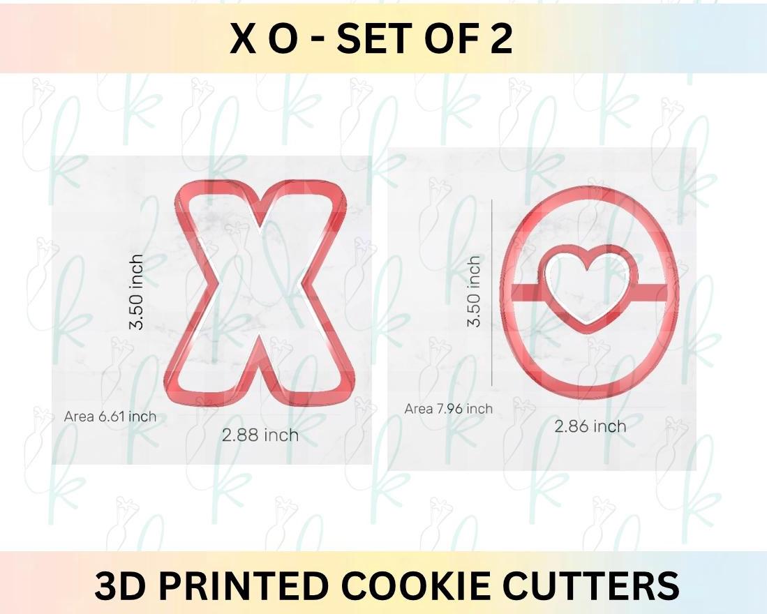 XO -  Set of 2 Valentines Day 3D Printed Cookie Cutters