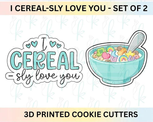 I Cereal-sly Love You -  Set of 2 Valentines Day 3D Printed Cookie Cutters