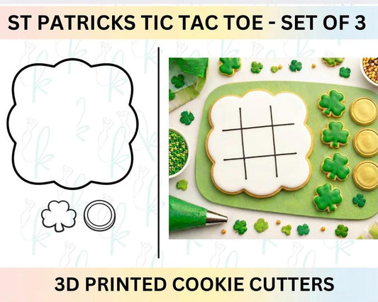 St Patrick’s Day Tic Tac Toe -  Set of 3D Printed Cookie Cutters