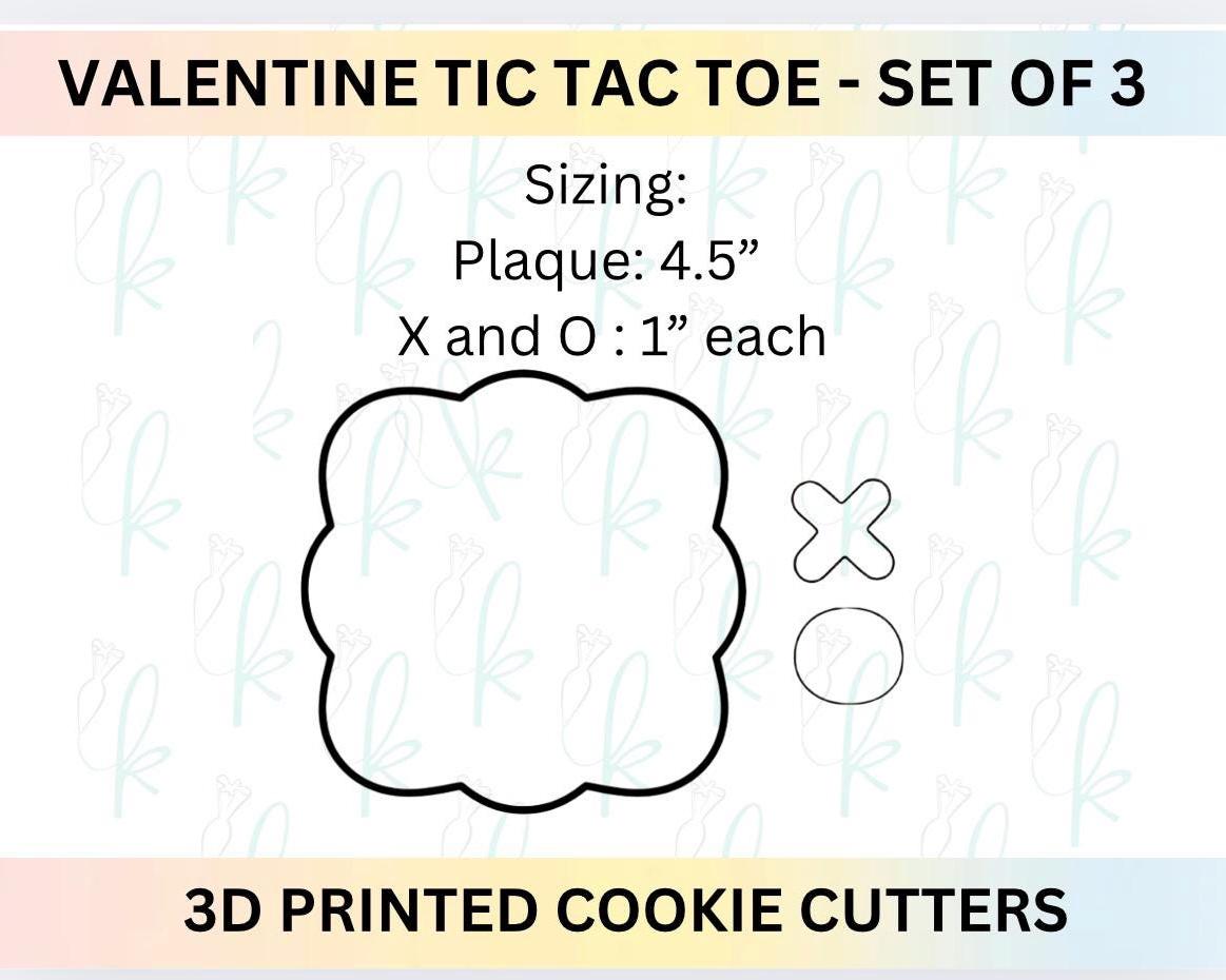 Valentine Tic Tac Toe -  Set of Valentines Day 3D Printed Cookie Cutters