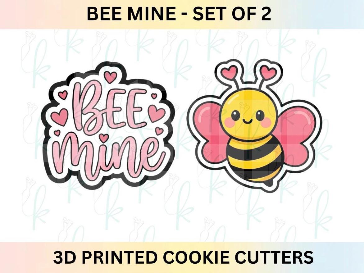Bee Mine -  Set of 2 Valentines Day 3D Printed Cookie Cutters