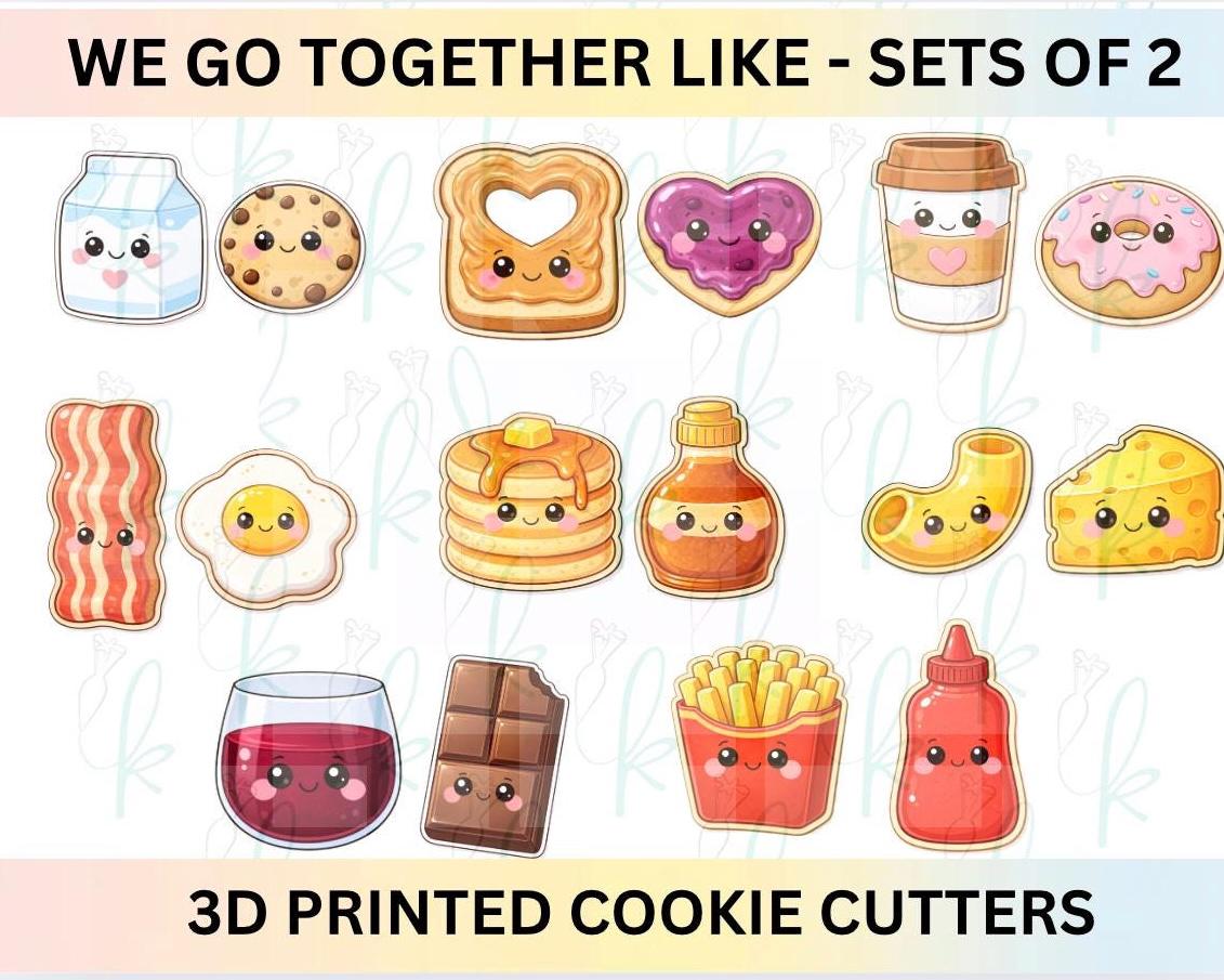 We Go Together Like -  Sets of 2 Valentines Day 3D Printed Cookie Cutters - 8 Options to Choose From!