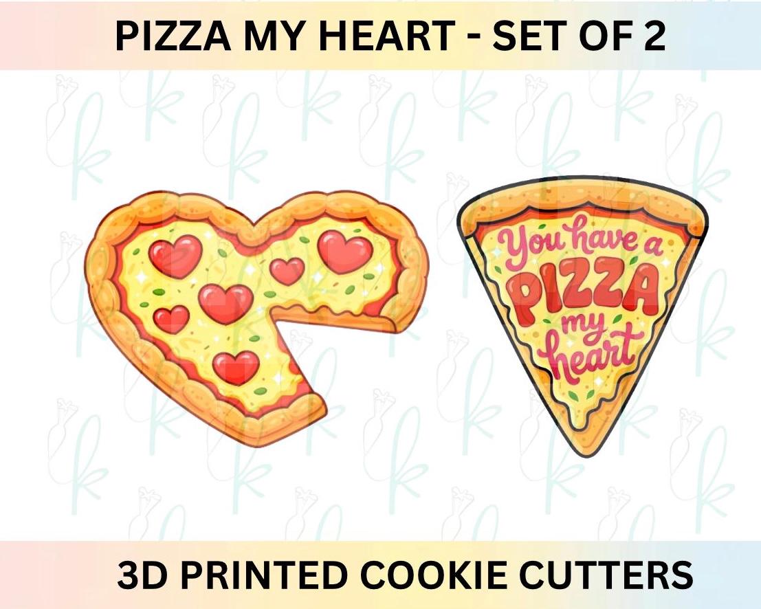 Pizza My Heart -  Set of 2 Valentines Day 3D Printed Cookie Cutters