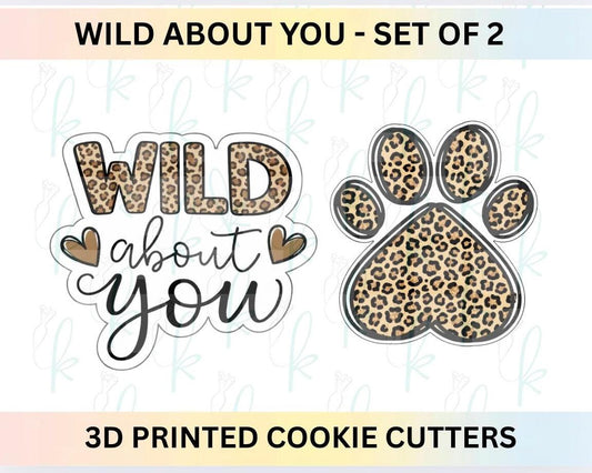 Wild About You -  Set of 2 Valentines Day 3D Printed Cookie Cutters
