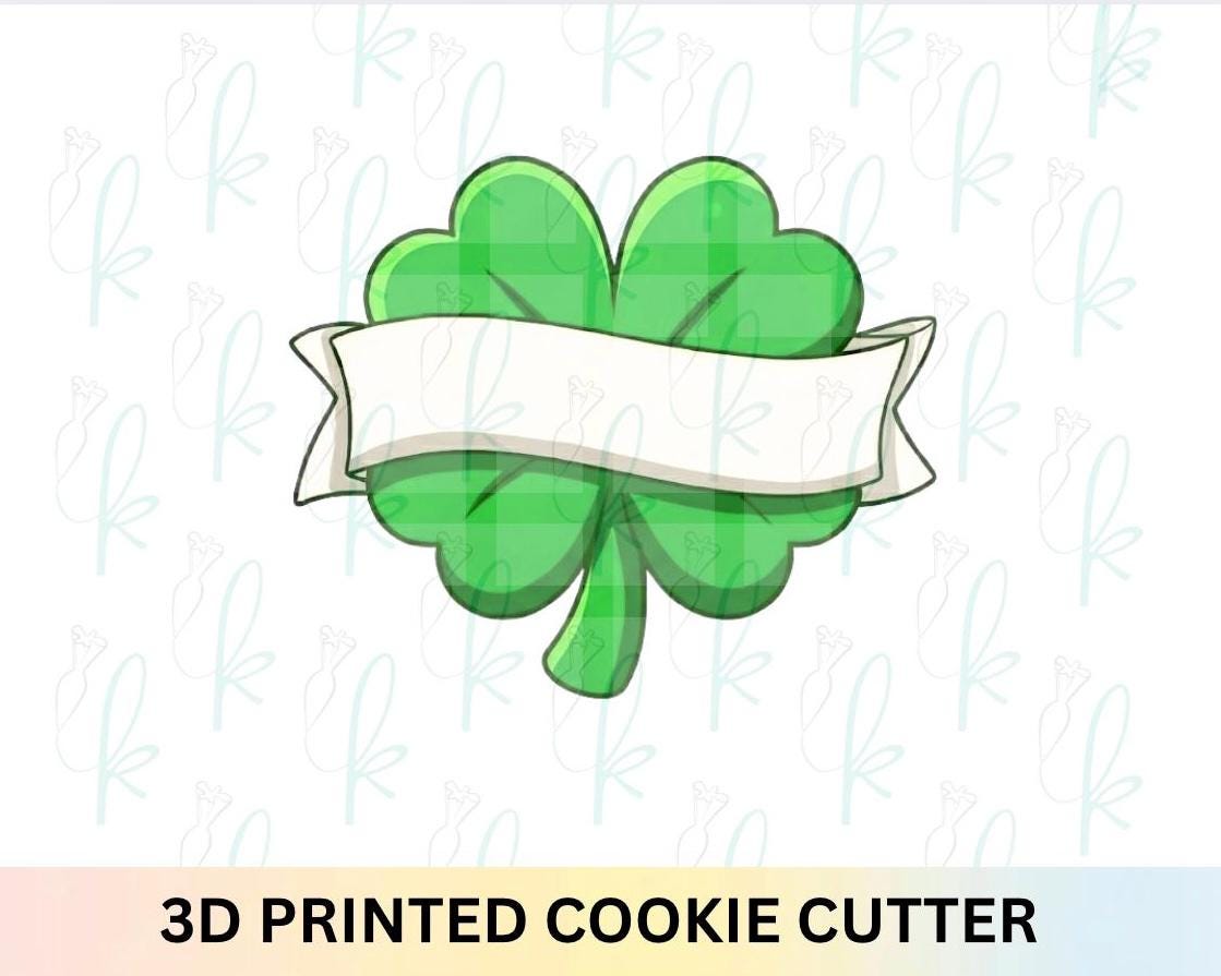 Shamrock Ribbon Plaque Cookie Cutter