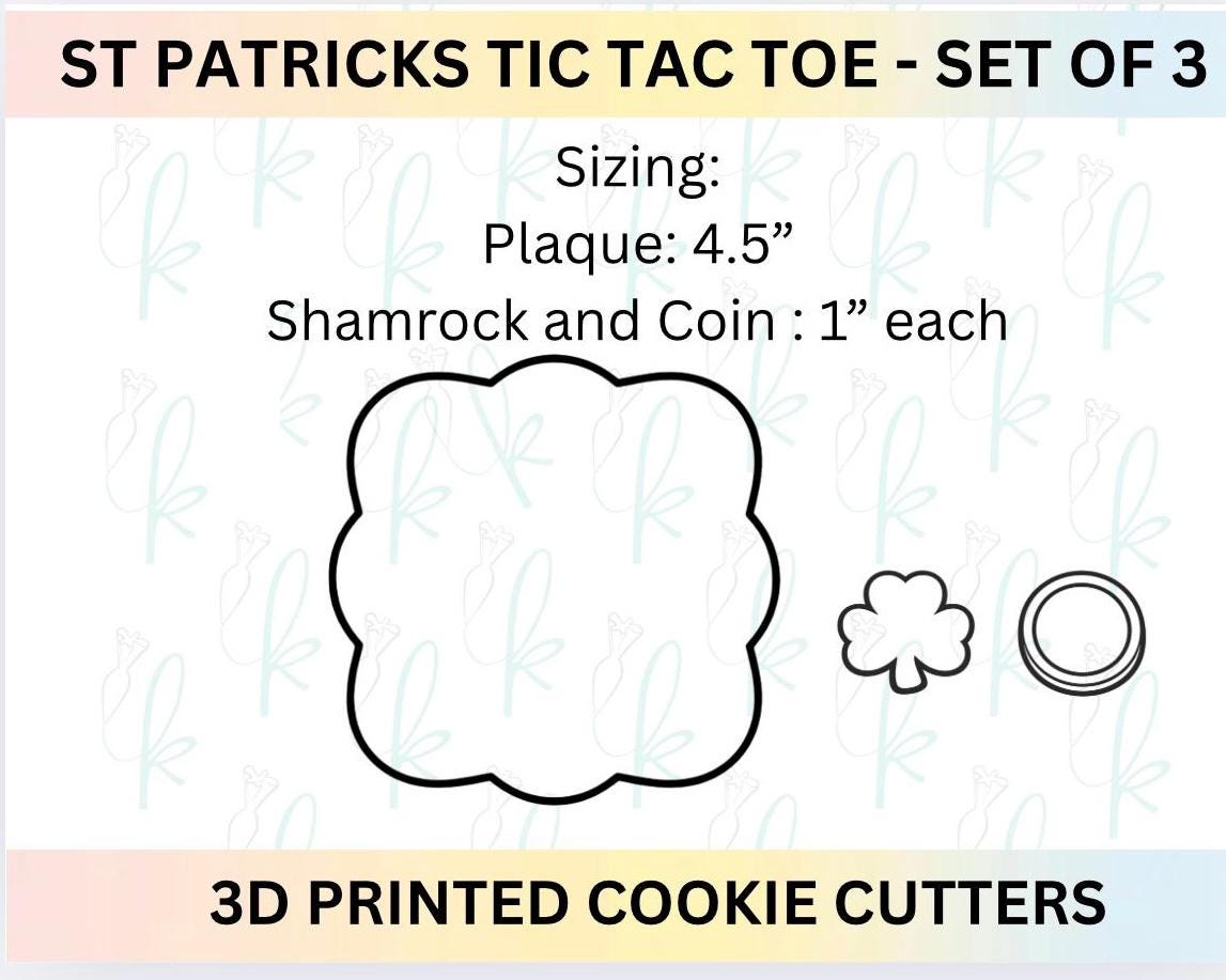 St Patrick’s Day Tic Tac Toe -  Set of 3D Printed Cookie Cutters