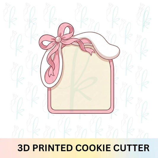 Coquette Bunny Ears Plaque Cookie Cutter