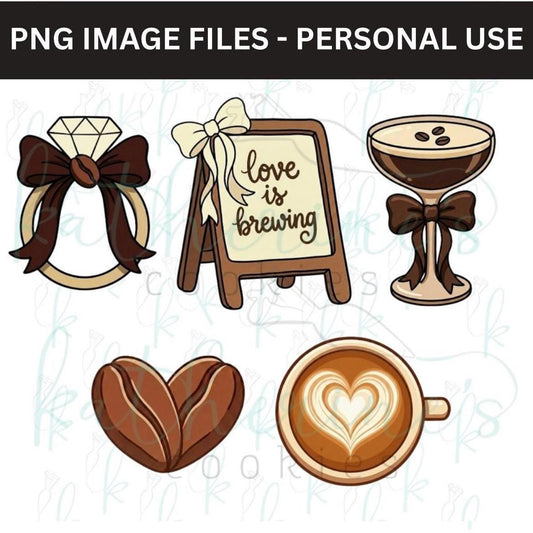 Love Is Brewing PNG Images - set of 5 images