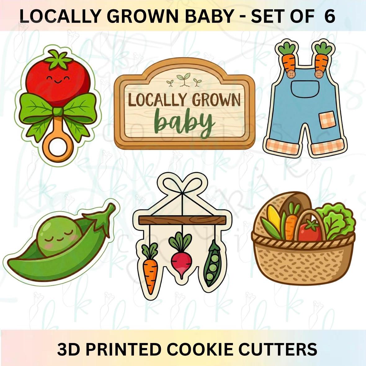 Locally Grown Baby Shower - Set of 6 3D Printed Cookie Cutters