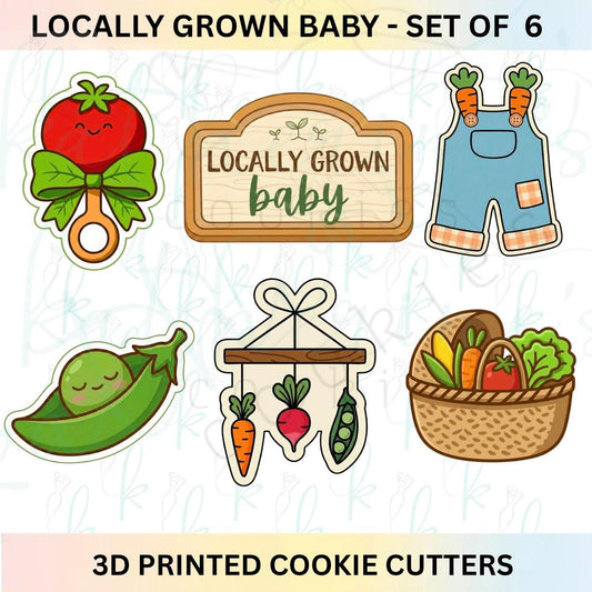 Locally Grown Baby Shower - Set of 6 3D Printed Cookie Cutters