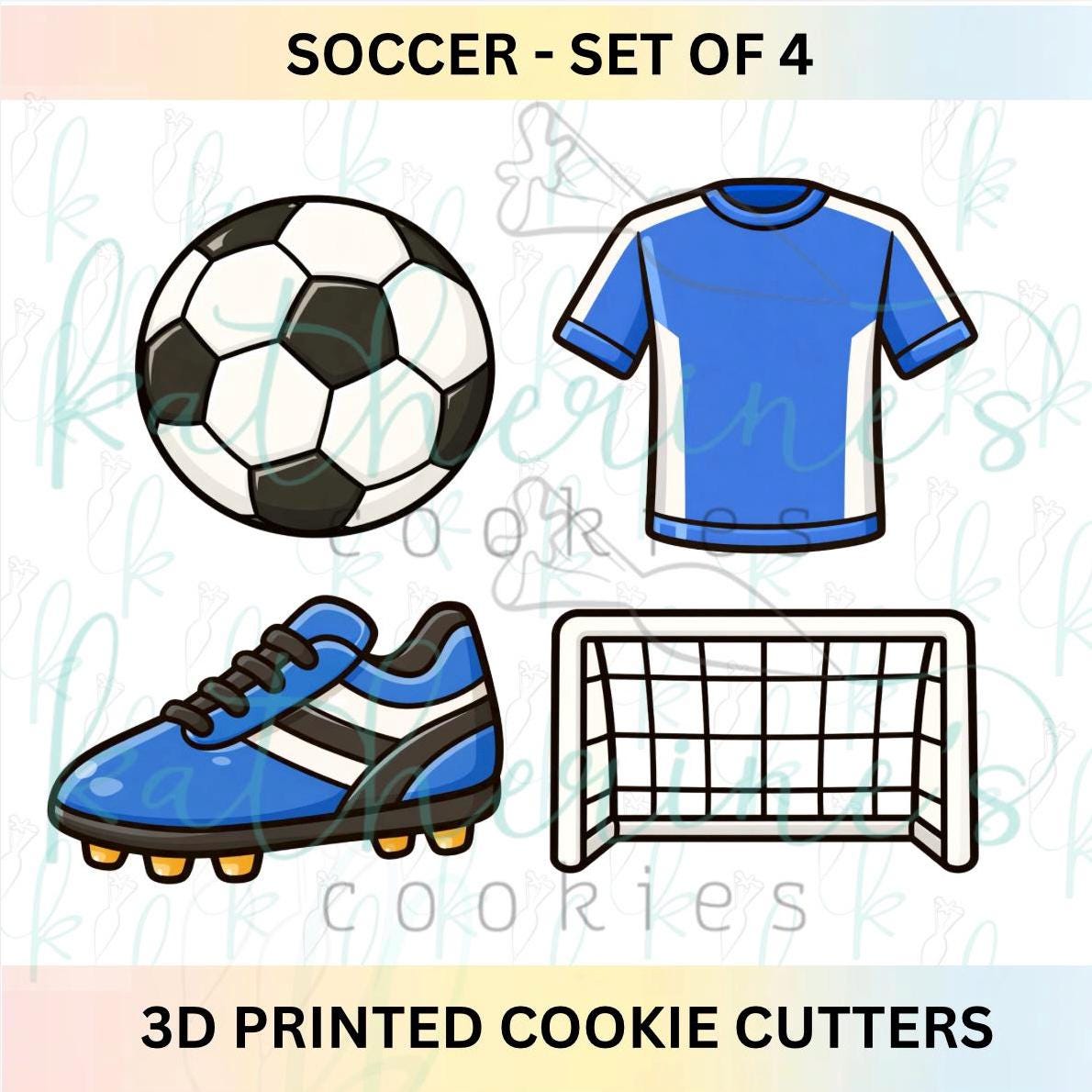 Soccer - Set of 4 3D Printed Cookie Cutters