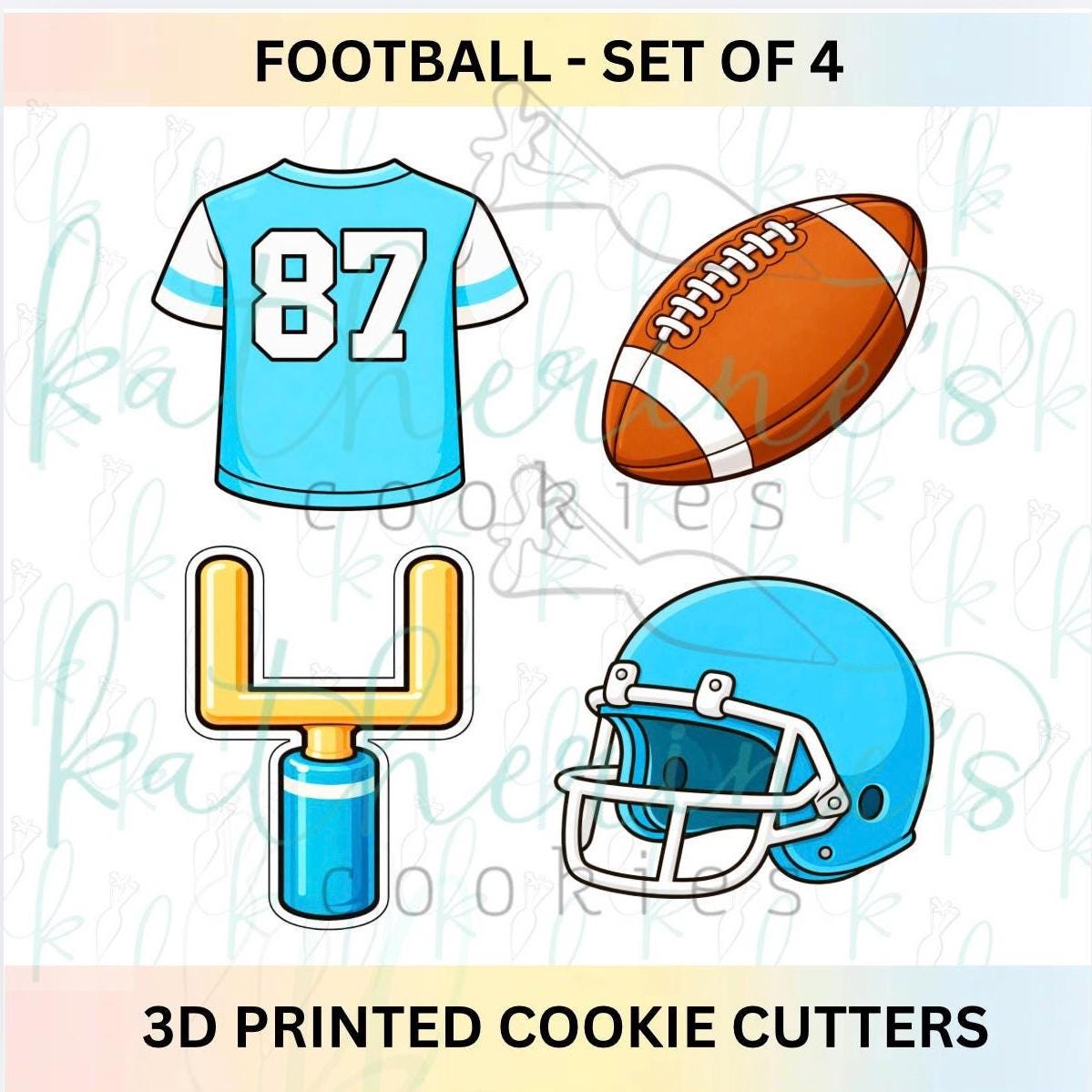 Football - Set of 4 3D Printed Cookie Cutters