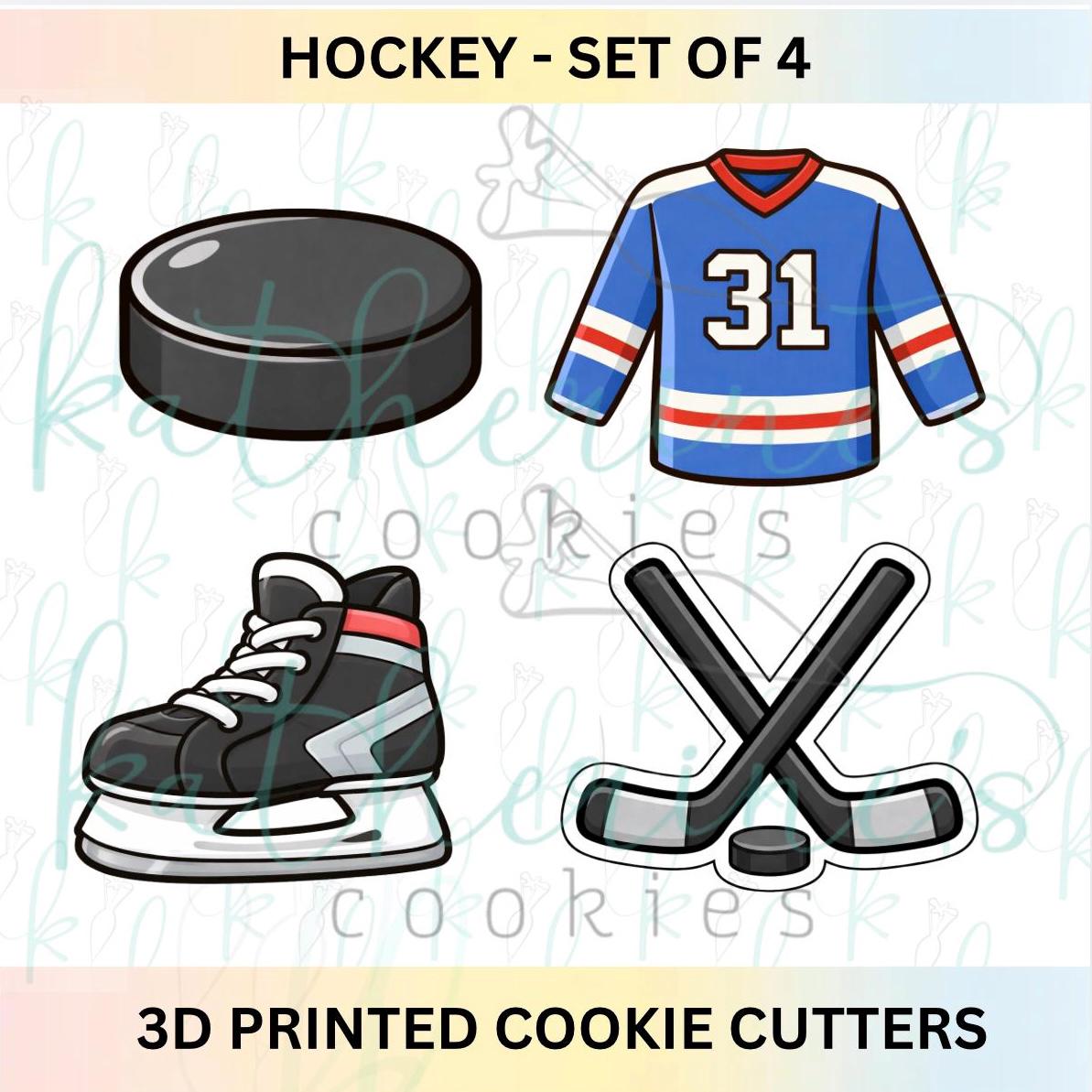Hockey - Set of 4 3D Printed Cookie Cutters