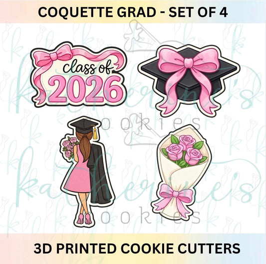 Coquette Graduation Cookie Cutter Set of 4 Cookie Cutters