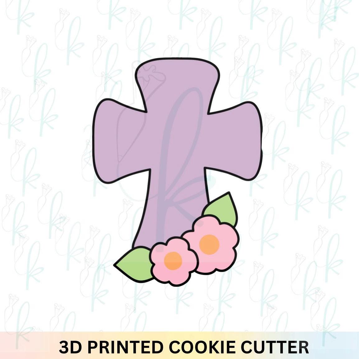 Simple Floral Cross Cookie Cutter