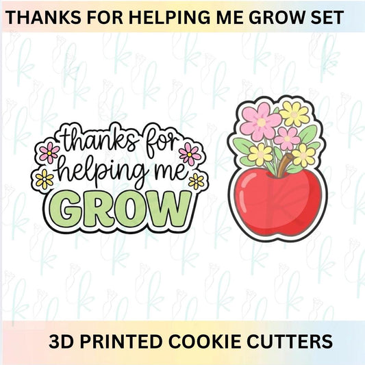 Thanks for Helping Me Grow - Floral Apple Set of 2 Cookie Cutters