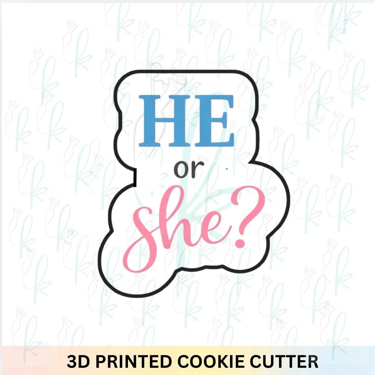 He or She Plaque Cookie Cutter