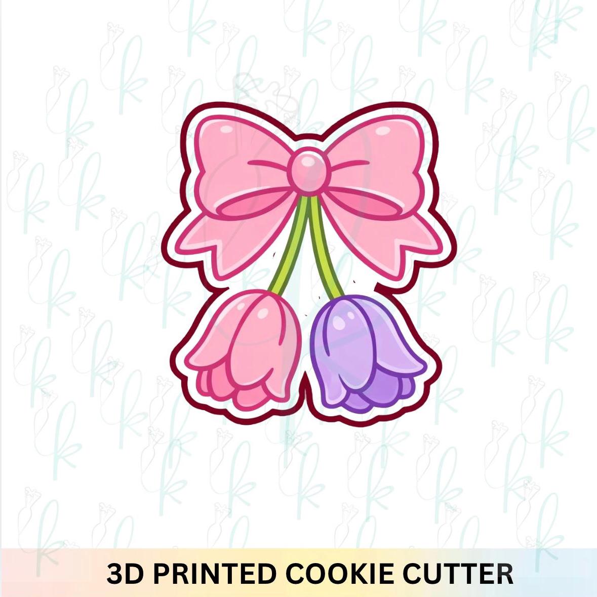Coquette Bow Tulips Cookie Cutter
