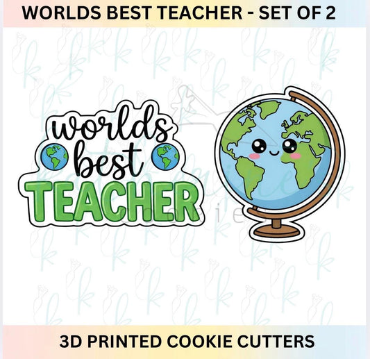 Worlds Best Teacher -  Set of 2 Cookie Cutters