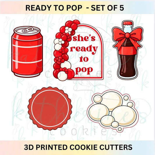 She’s Ready to Pop - Spring Summer Baby Shower - Soda Bridal Shower Set of 5 Cookie Cutters