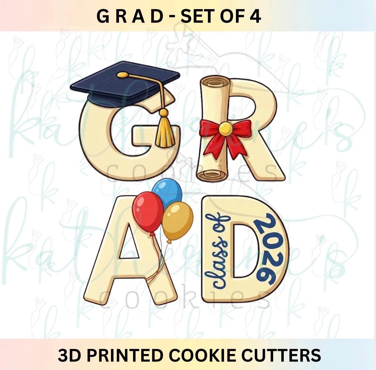 G R A D - Graduation Set of 4 Cookie Cutters