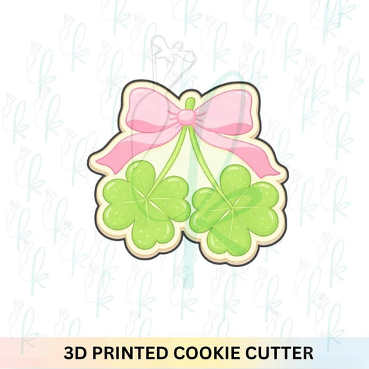 Coquette Bow Shamrocks Cookie Cutter