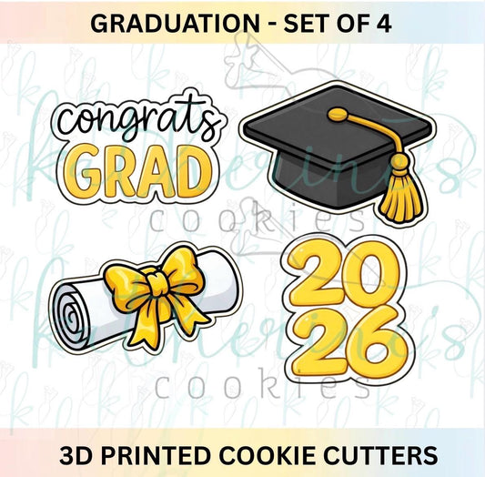 2026 Graduation Cookie Cutter Set of 4 Cookie Cutters