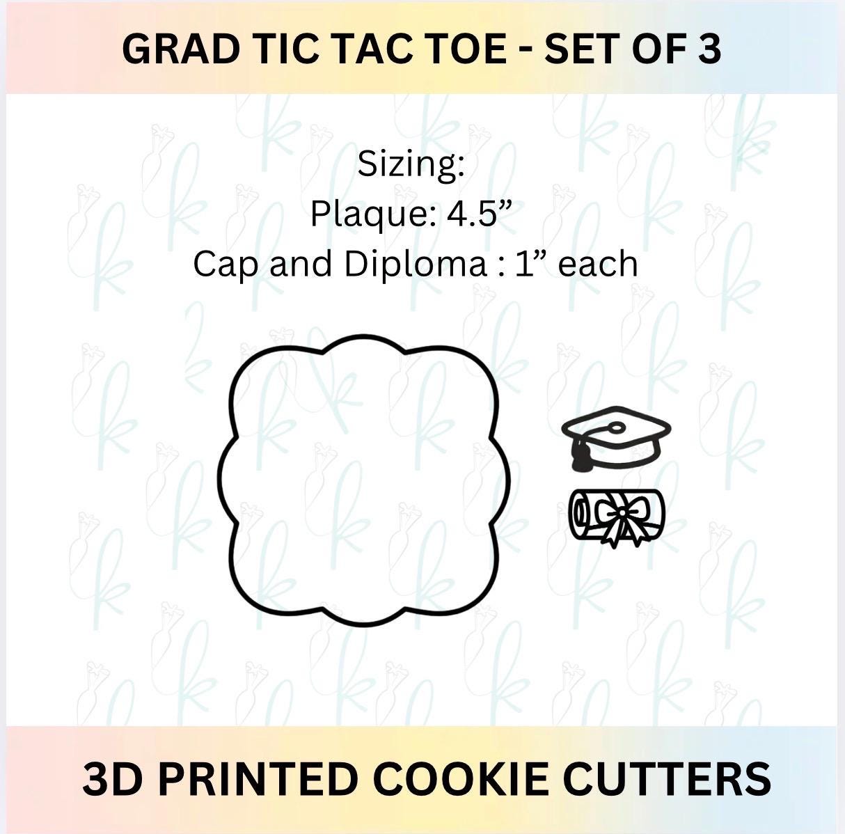 Graduation Tic Tac Toe -  Set of 3D Printed Cookie Cutters