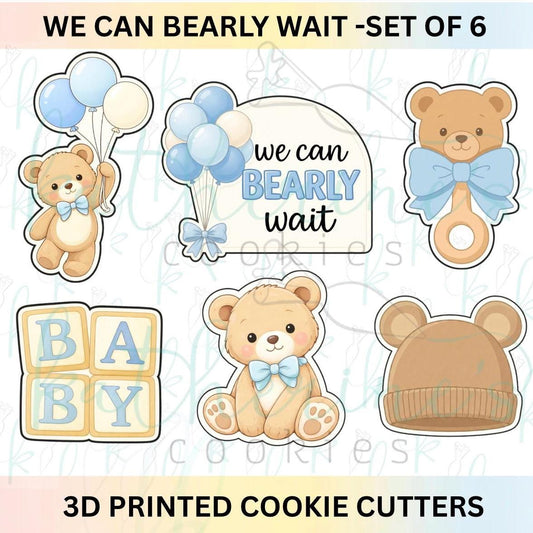We Can Bearly Wait - Set of 6 Baby Shower Cookie Cutters