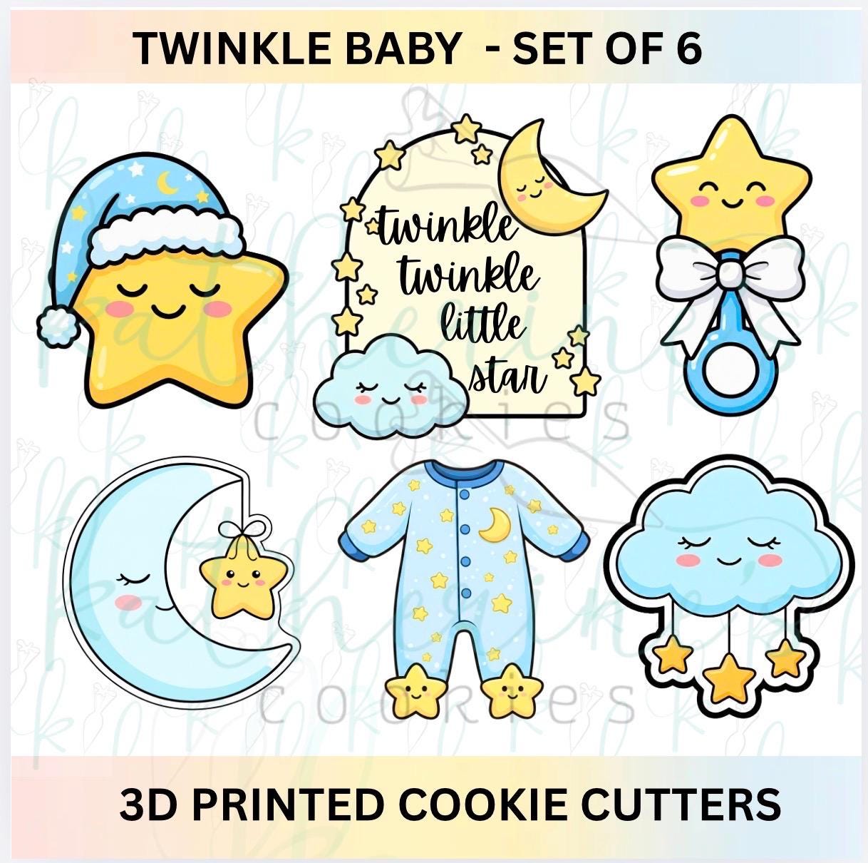 Twinkle Twinkle Little Star -  Baby Shower Gender Reveal Set of 6 Cookie Cutters