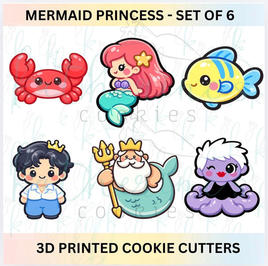 Mermaid Princess - Set of 6 Cookie Cutters