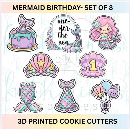 Mermaid Birthday - Set of 8 Cookie Cutters