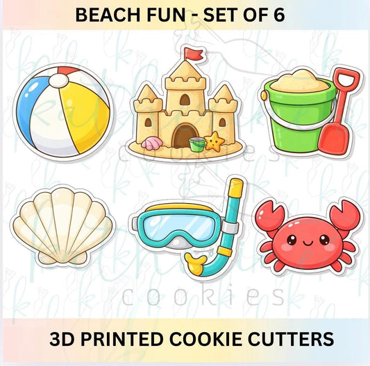 Beach Fun - Set of 6 3D Printed Cookie Cutters