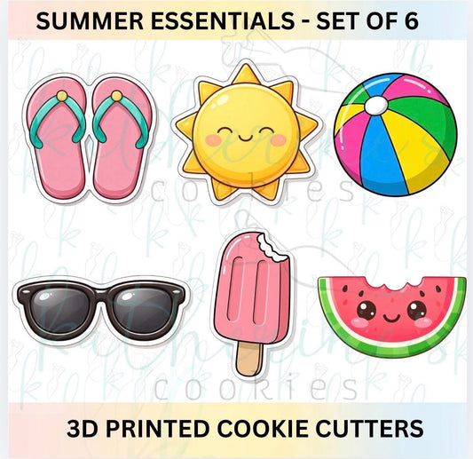Summer Essentials - Set of 6 3D Printed Cookie Cutters