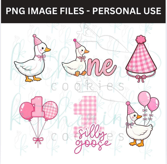 Pink One Silly Goose PNG Images - set of 6 images